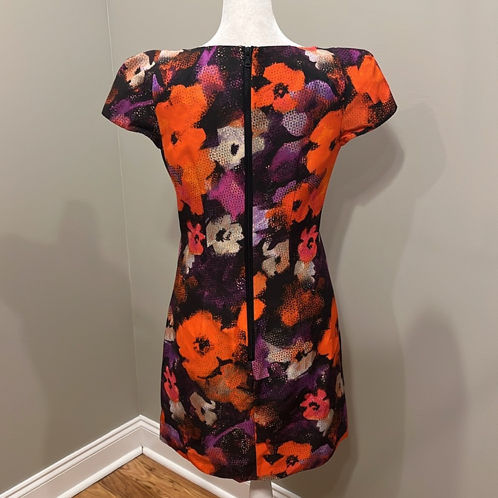 Milly Chloe Multicolor Floral Cap Sleeve Sheath Dress - Picture 5 of 8